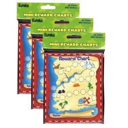 Eureka® Treasure Hunt Mini Reward Charts with Stickers, 36 Charts Per Pack, 3 Packs