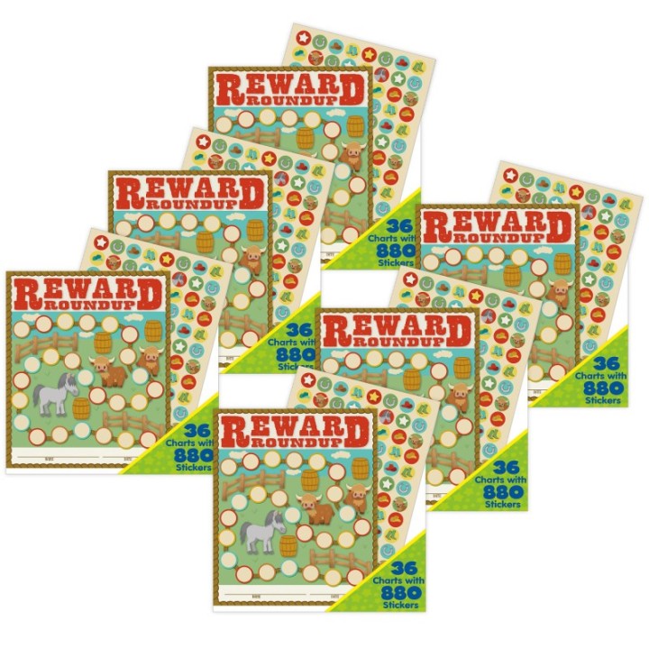 Eureka® Wild Wild Classroom Mini Reward Chart with Stickers, 36 Per Pack, 6 Packs