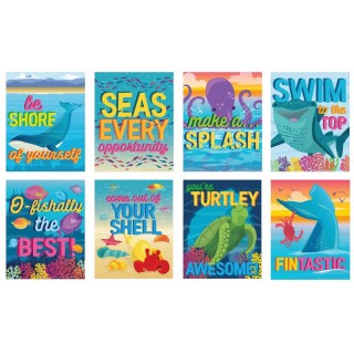 Eureka® Seas the Day Motivational Mini Poster Set, 8 Posters