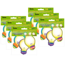 Eureka® Color My World Light Bulbs Assorted Paper Cut Outs, 36 Per Pack, 6 Packs