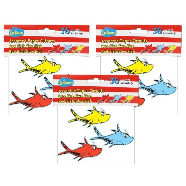 Eureka® Dr. Seuss™ One Fish, Two Fish Assorted Paper Cut Outs, 36 Per Pack, 3 Packs