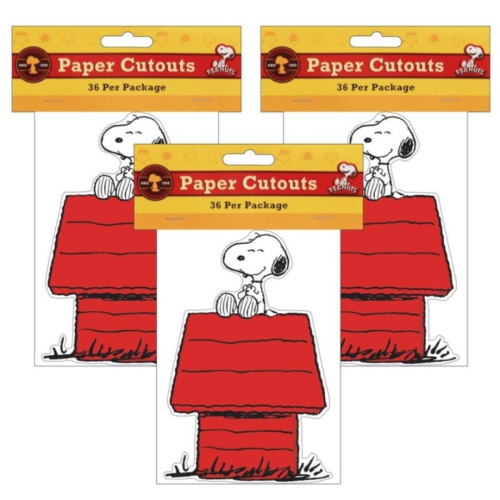 Eureka® Snoopy® on Dog House Paper Cut Outs, 36 Per Pack, 3 Packs