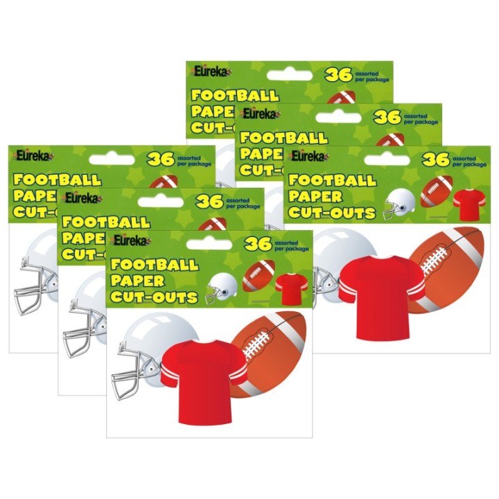 Eureka® Football Assorted Cut Outs, 36 Per Pack, 6 Packs