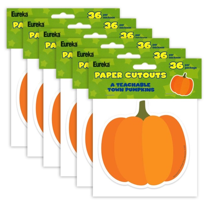 Eureka® A Teachable Town Pumpkins Paper Cut-Outs, 36 Per Pack, 6 Packs