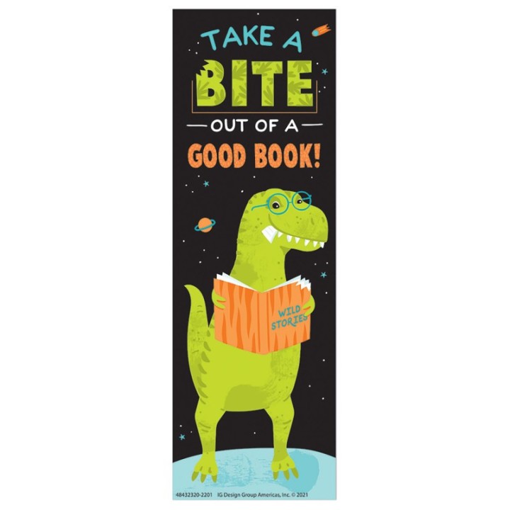 Eureka® Dinosaur Take A Bite Out Of A Good Book Bookmarks, Pack of 36