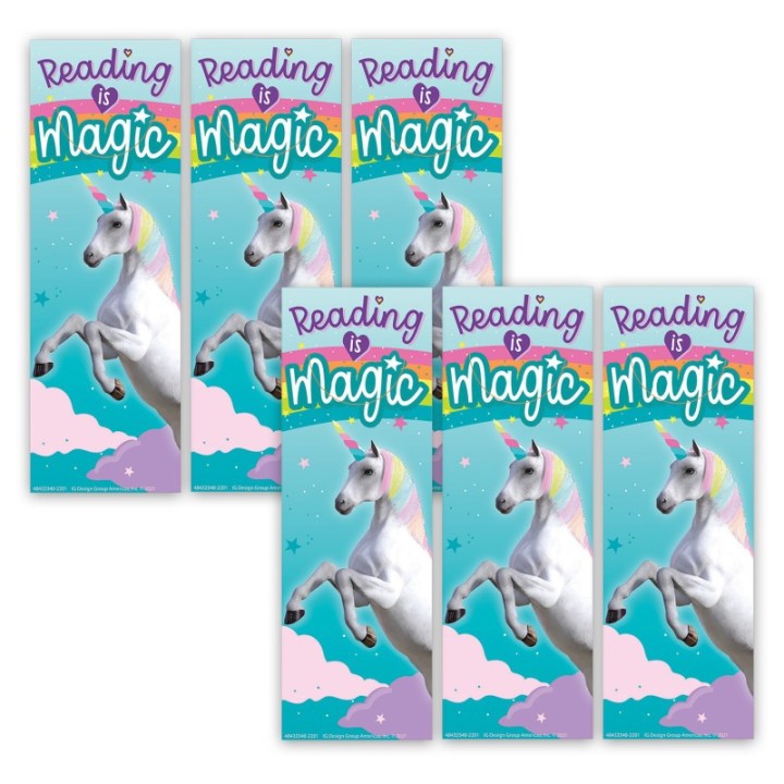 Eureka® Unicorn Reading is Magic Bookmarks, 36 Per Pack, 6 Packs