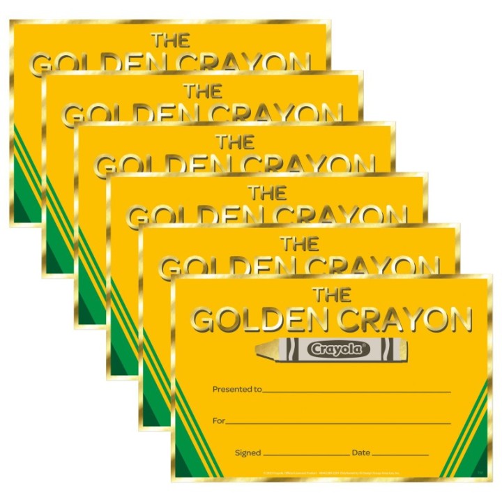 Eureka® Crayola® Gold Crayon Recognition Award, 36 Per Pack, 6 Packs