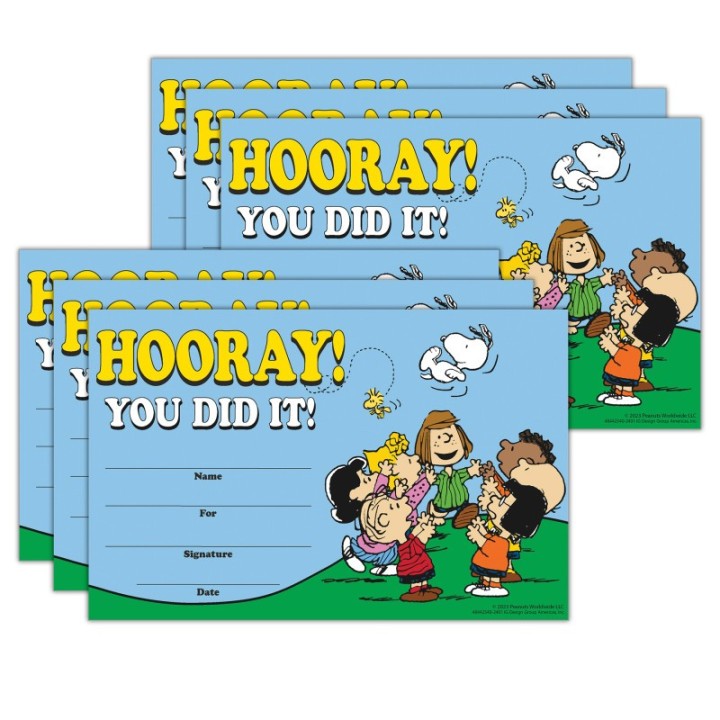 Eureka® Peanuts® Recognition Awards, 36 Per Pack, 6 Packs