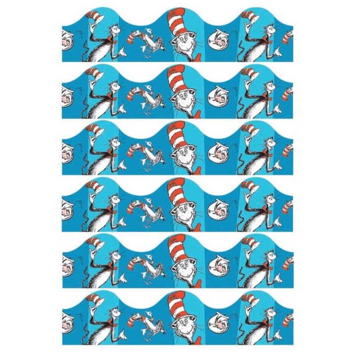 Eureka® Cat in the Hat™ Blue Deco Trim®, 37 Feet Per Pack, 6 Packs