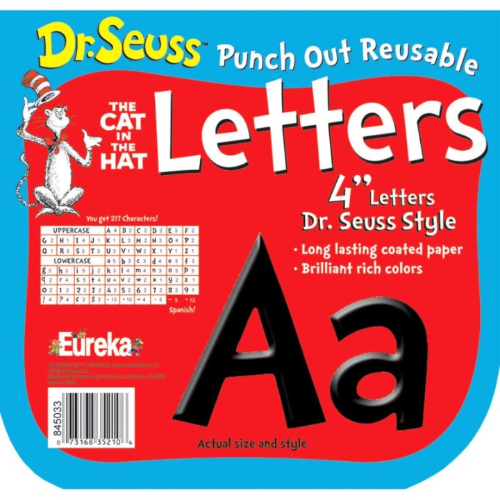 Eureka® Dr. Seuss™ Black Deco 4" Letters, 217 Characters