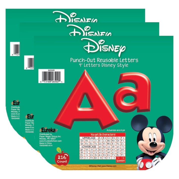 Eureka® Mickey Mouse Clubhouse® Mickey Red Deco 4" Letters, 216 Per Pack, 3 Packs
