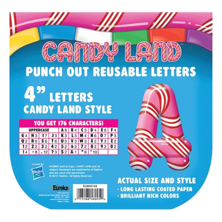 Eureka® Candy Land™ Peppermint Stripe Deco 4" Letters, 176 Characters